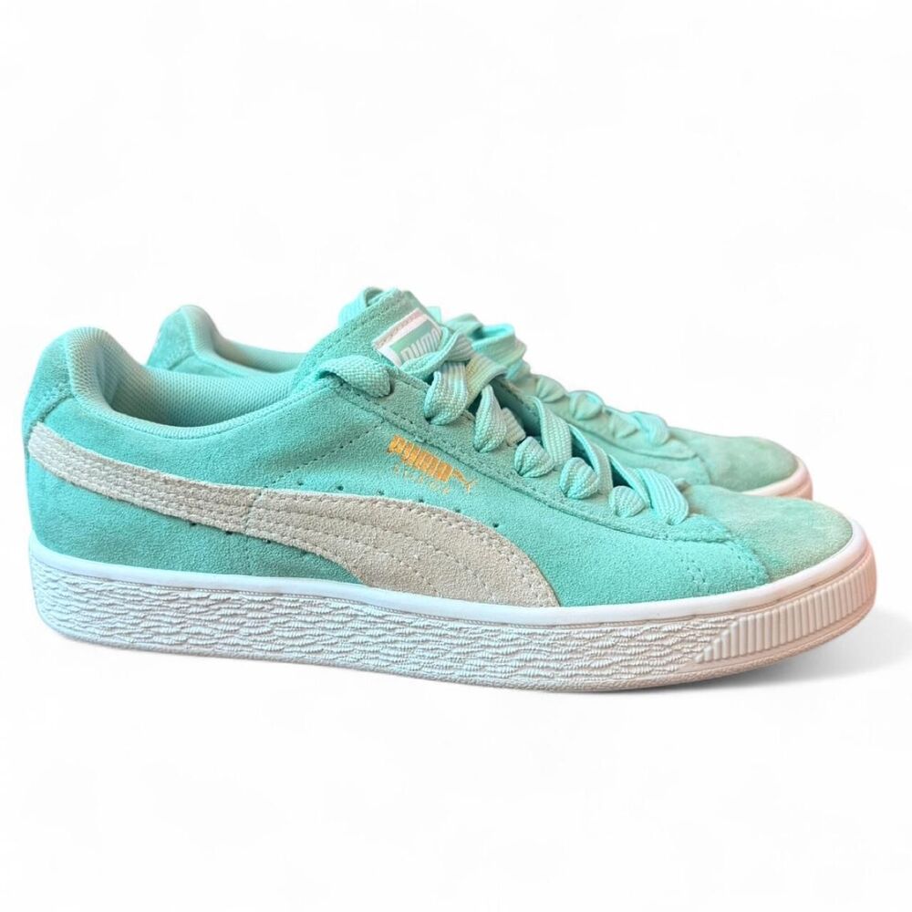 Puma Suede Classic Mint Green Low Top Sneakers Women’s Size 6.5 Casual Shoes - Picture 2 of 8